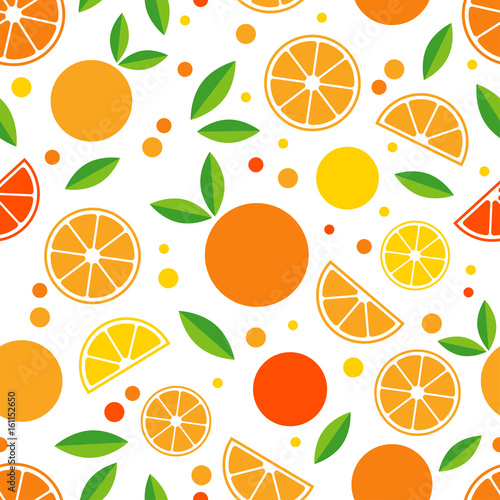 Seamless pattern with decorative oranges. Tropical fruits. Textile rapport. 