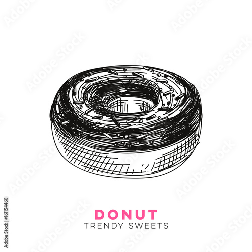 Vector hand drawn donut Illustration. 