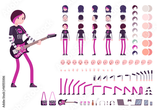 Emo girl character creation set