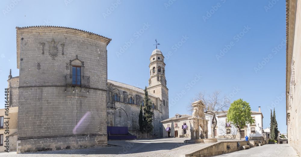 Santa Maria square, Santa Maria fountain, Baeza cathedral, Jaen, Spain