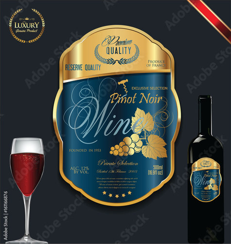 Luxury golden wine label vector illustration
