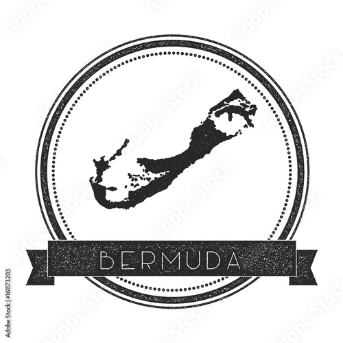 Bermuda map stamp. Retro distressed insignia. Hipster round badge with text banner. Island vector illustration.