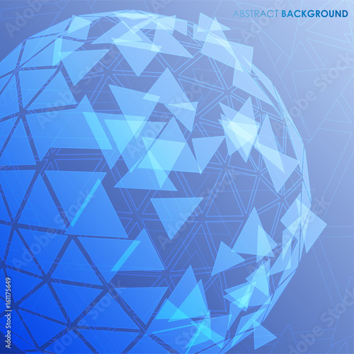 Vector abstract background going from triangles sphere to creative high-tech design