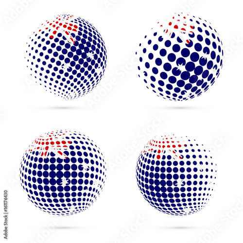HIMI halftone flag set patriotic vector design. 3D halftone sphere in HIMI national flag colors isolated on white background.