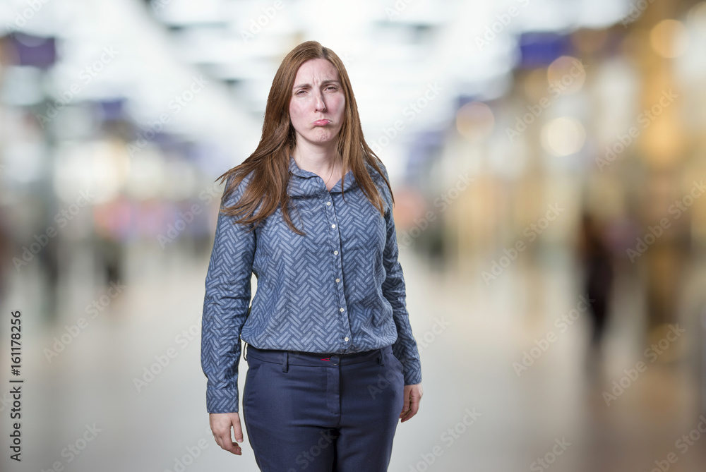 Sad business woman  over white background