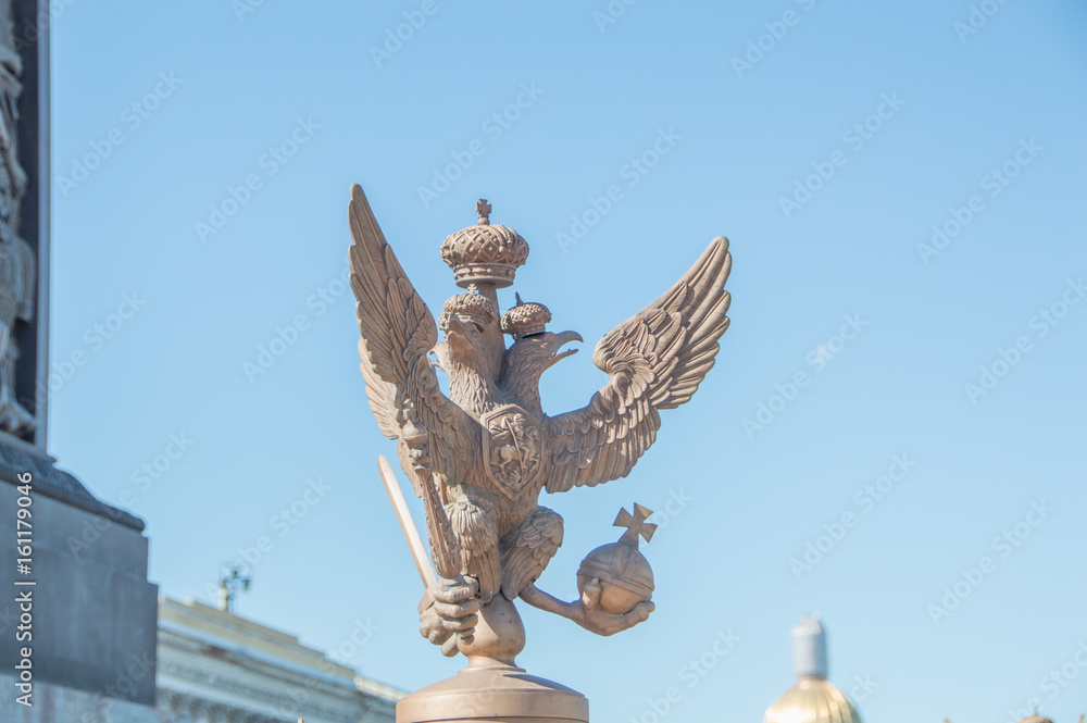 Russia, Saint-Petersburg, 12 June 2017 - the Imperial eagle on the Palace square.