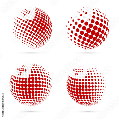 Tonga halftone flag set patriotic vector design. 3D halftone sphere in Tonga national flag colors isolated on white background. photo