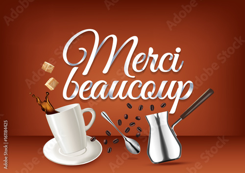 Merci beaucoup paper hand lettering calligraphy.