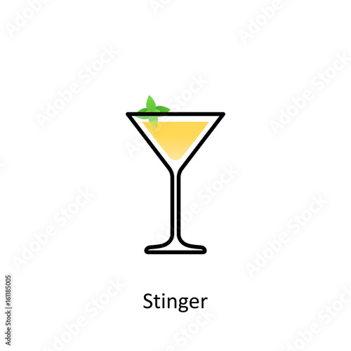 Stinger cocktail icon in flat style