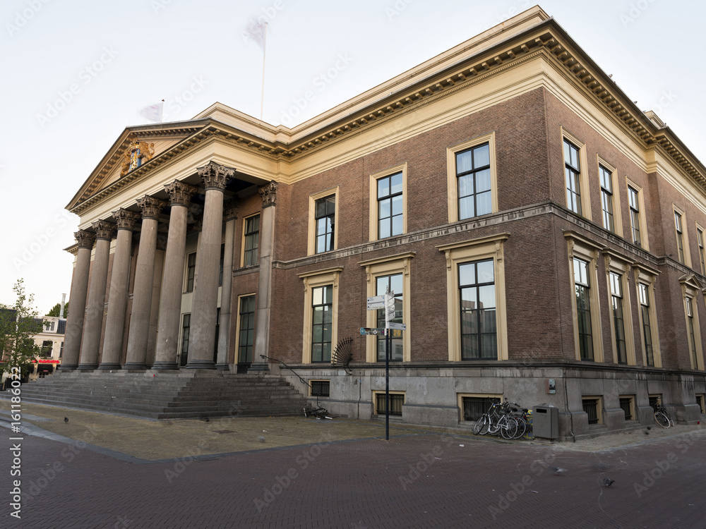 courthouse in leeuwarden, capital of the dutch province of Friesland in warm morning light