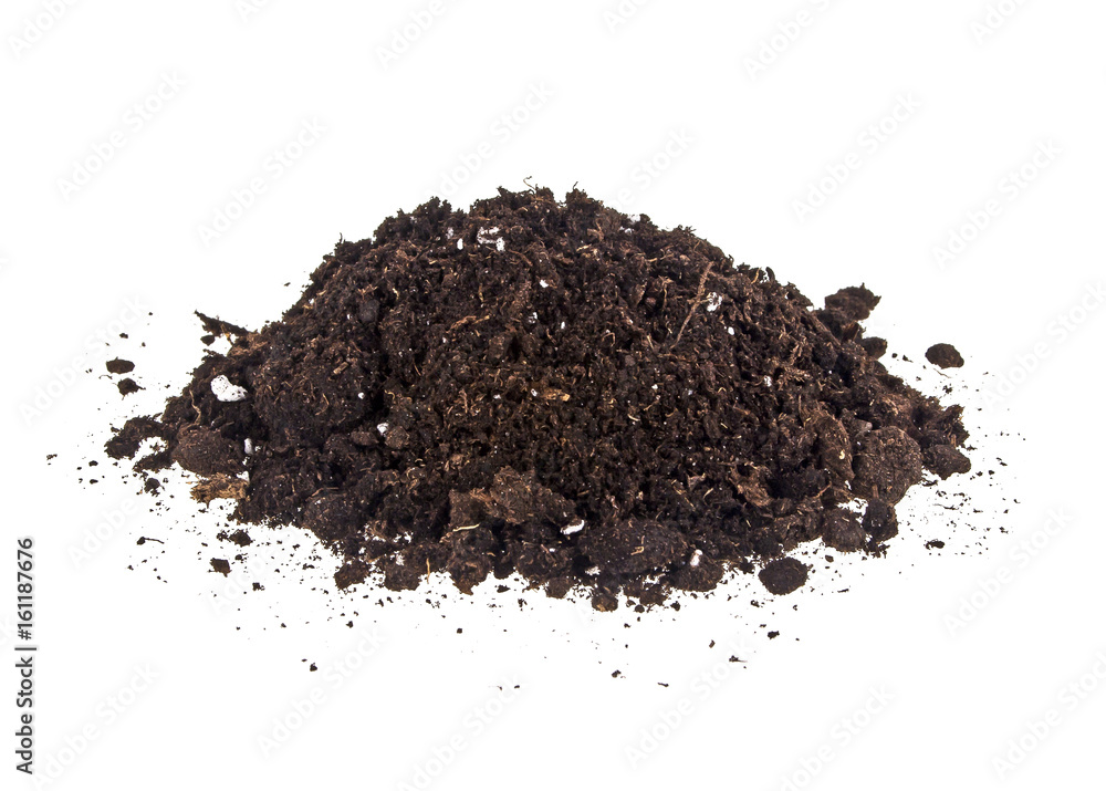 Pile of soil for plant isolated on white background Pile of soil for plant isolated on white background