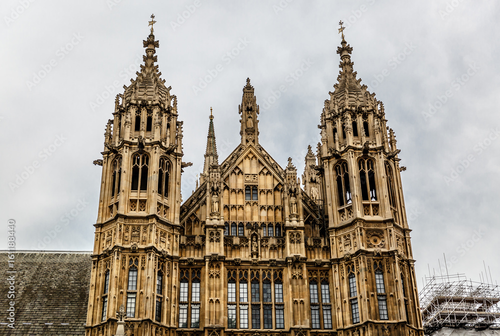 View of a part of the Palace of Westminster, seat of the Parliament of the UK