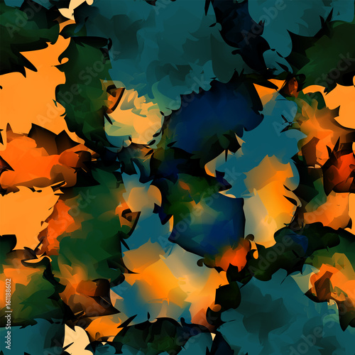 Orange green blue watercolor texture background. Splendid abstract orange green blue watercolor texture pattern. Expressive messy vector illustration.
