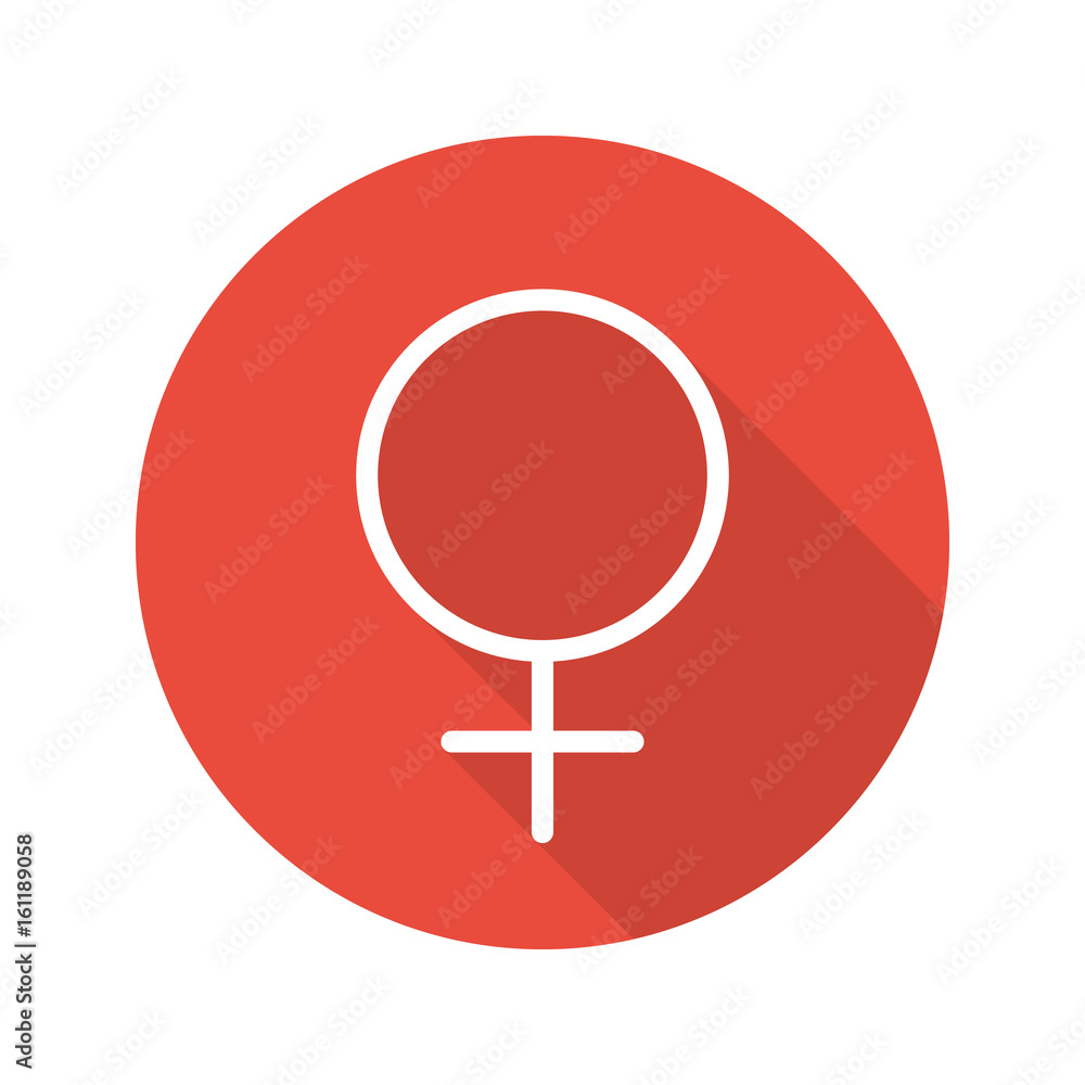 Fototapeta premium Women gender symbol. Flat linear long shadow icon