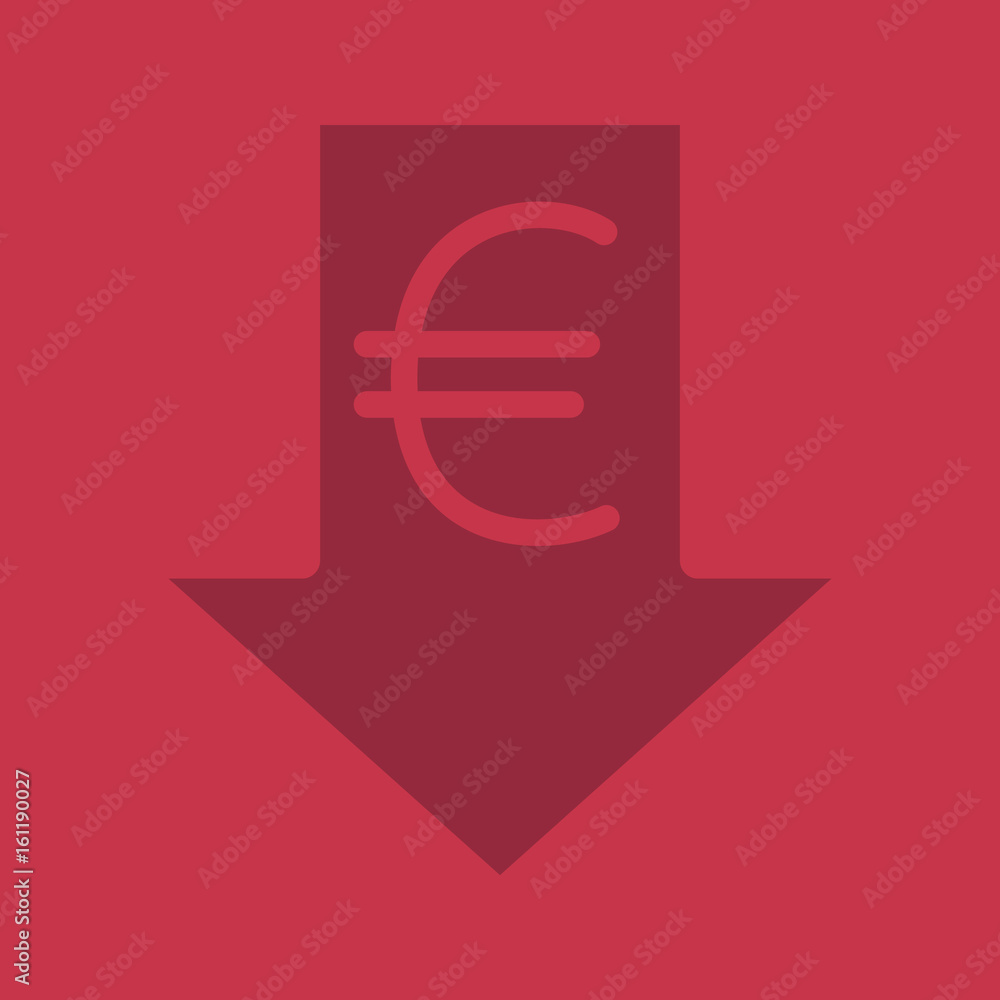 Euro rate falling glyph color icon Euro rate falling glyph color icon