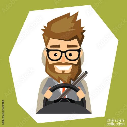 A man is driving in a car