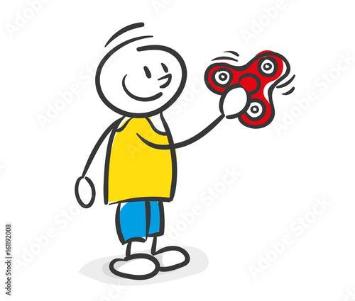 Strichfiguren Junge Fidget Spinner