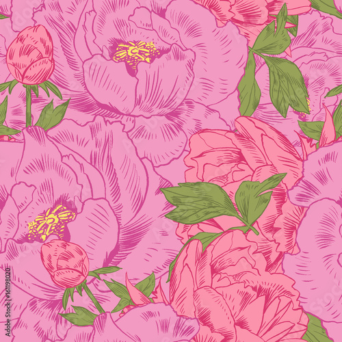 Hand-drawing peonies. Vector graphic flowers. Decorative background for cards  invitations. Template greeting card.