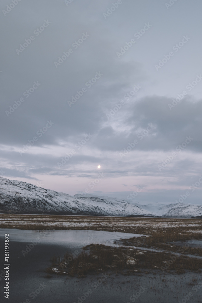 Beautiful morning in the mountains in Iceland, sunrise landscape