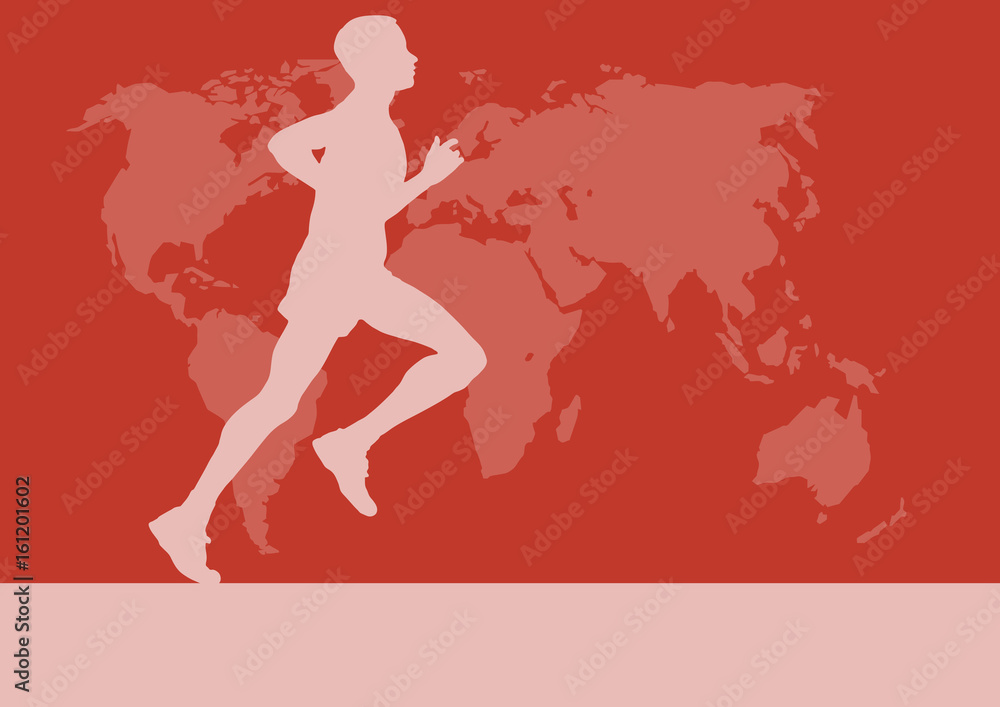 runner in the world map, Vector poster background runner in the world map, Vector poster background
