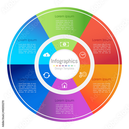 Infographic design elements for your business with 6 options, parts, steps or processes, Vector Illustration.
