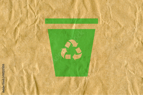 symbol for refuse reuse recycle with cardboard background photo