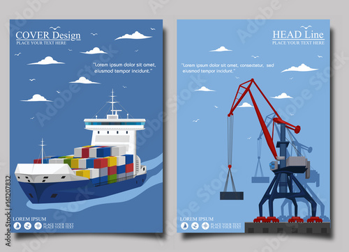 Commercial sea shipping banner set
