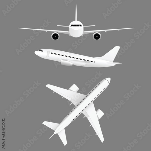 airplane flight white set illustration