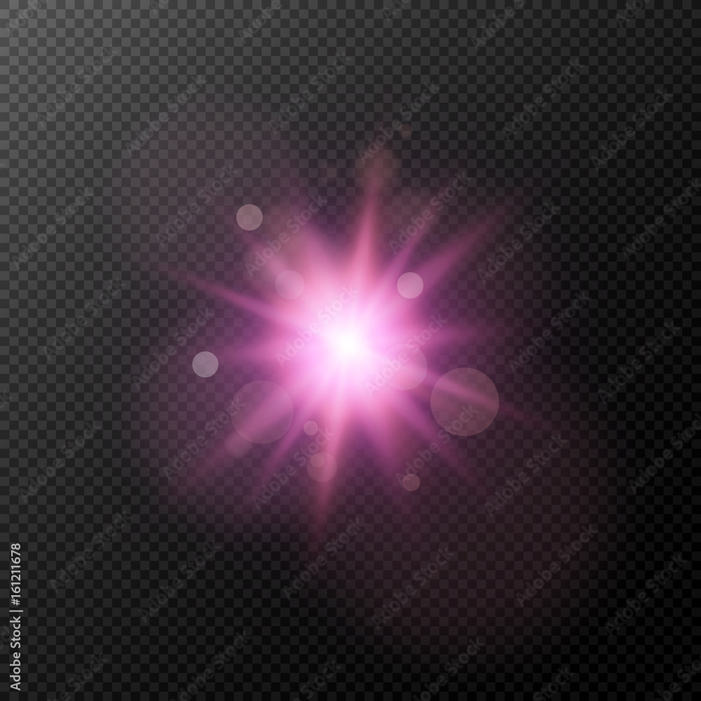 A bright purple flash isolated on a transparent background. Flash, highlight for your project. Footage for photos and video. Vector illustration