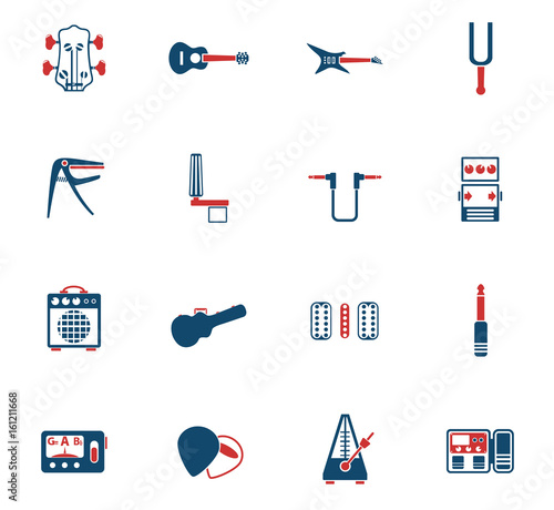 guitar and accessories icon set