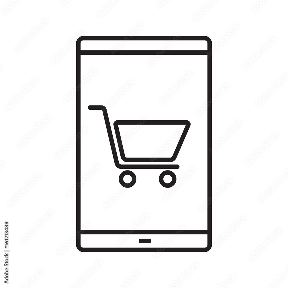 Smartphone shopping app linear icon Smartphone shopping app linear icon