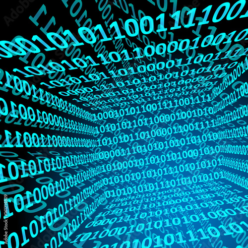 Abstract illustration. Vector streaming binary code background.