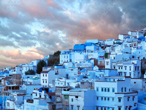 Chefchaouen blue medina at sunset in Morocco, Africa © Zzvet