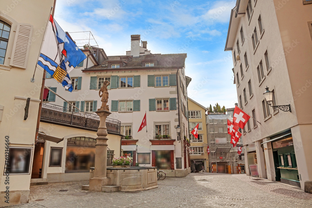Fototapeta premium Zurich, Square Rennweg / Strehlweg / Glockengasse