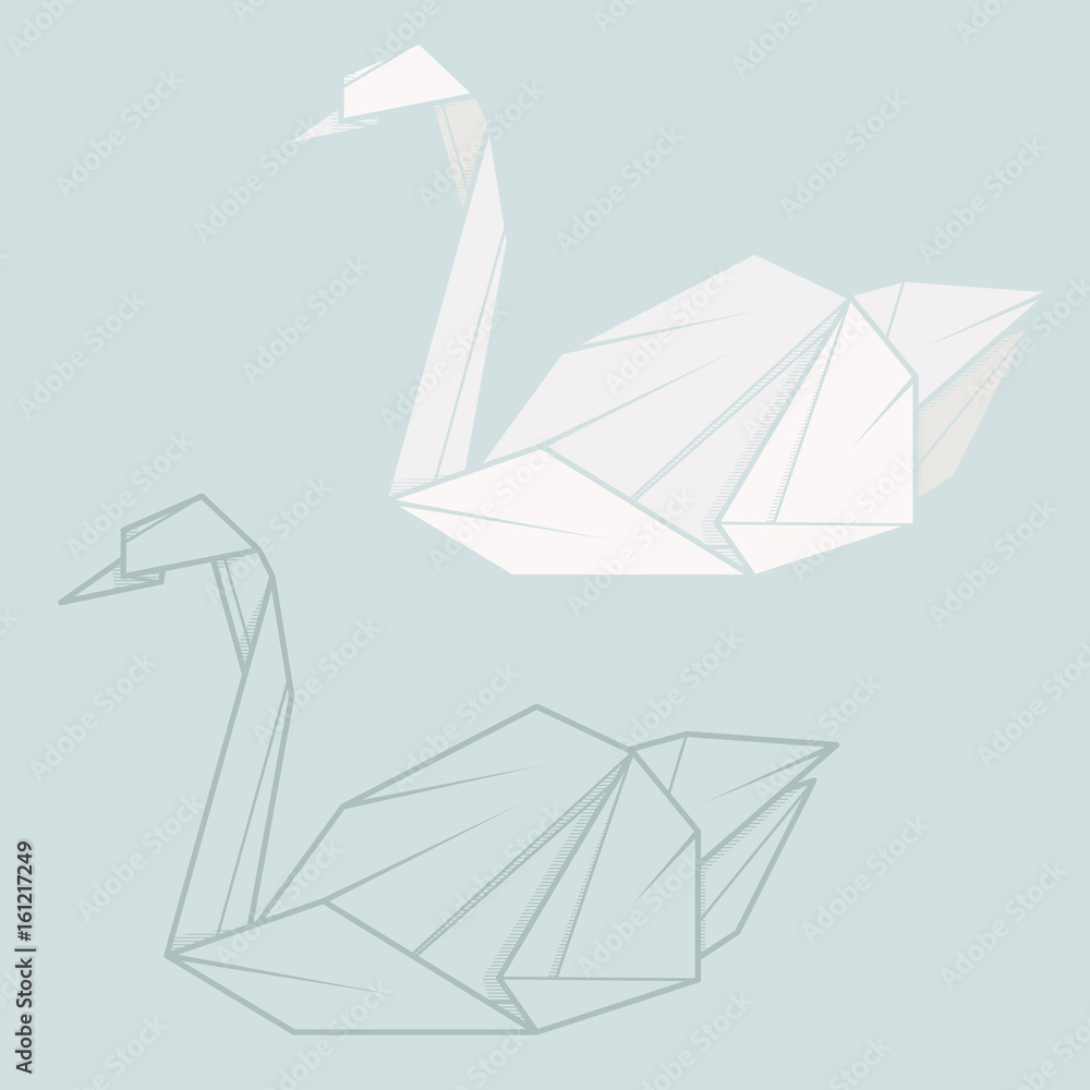 Obraz premium Set illustration paper origami of swan.