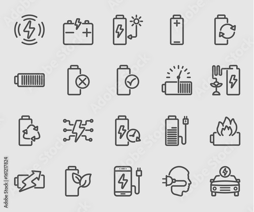 Battery power and Energy line icon