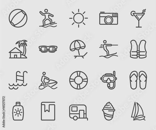 Beach and Holiday line icon