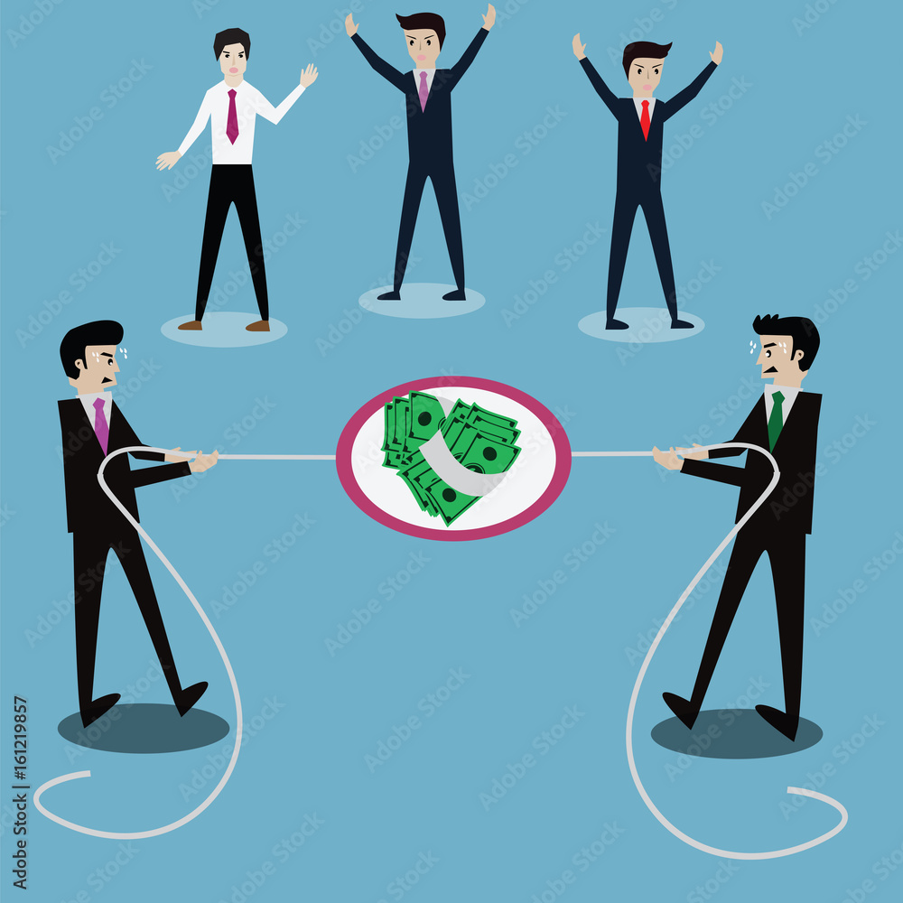 Business success concept,Businessmen in tug-of-war competition,flight for money - Vector Business success concept,Businessmen in tug-of-war competition,flight for money - Vector