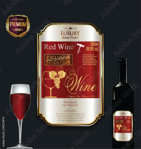 Luxury golden wine label vector illustration