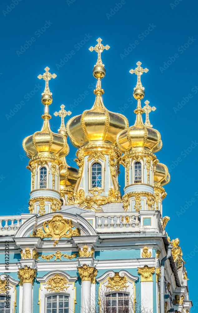 The golden domes of the Catherine Palace in Tsarskoye Selo.