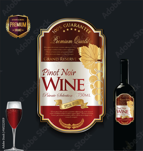 Luxury golden wine label vector illustration