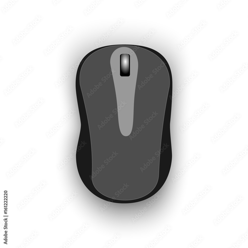 Computer mouse illustration in gray tones on a white background Computer mouse illustration in gray tones on a white background