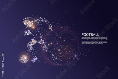 The particles and line dot of football player motion