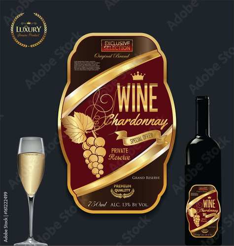 Luxury golden wine label vector illustration