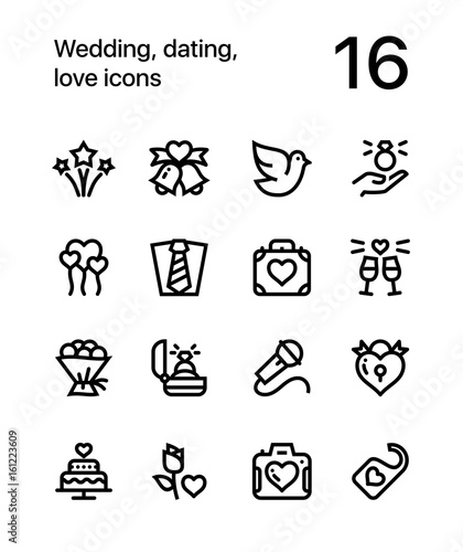 Wedding, dating, love icons for web and mobile design pack 3