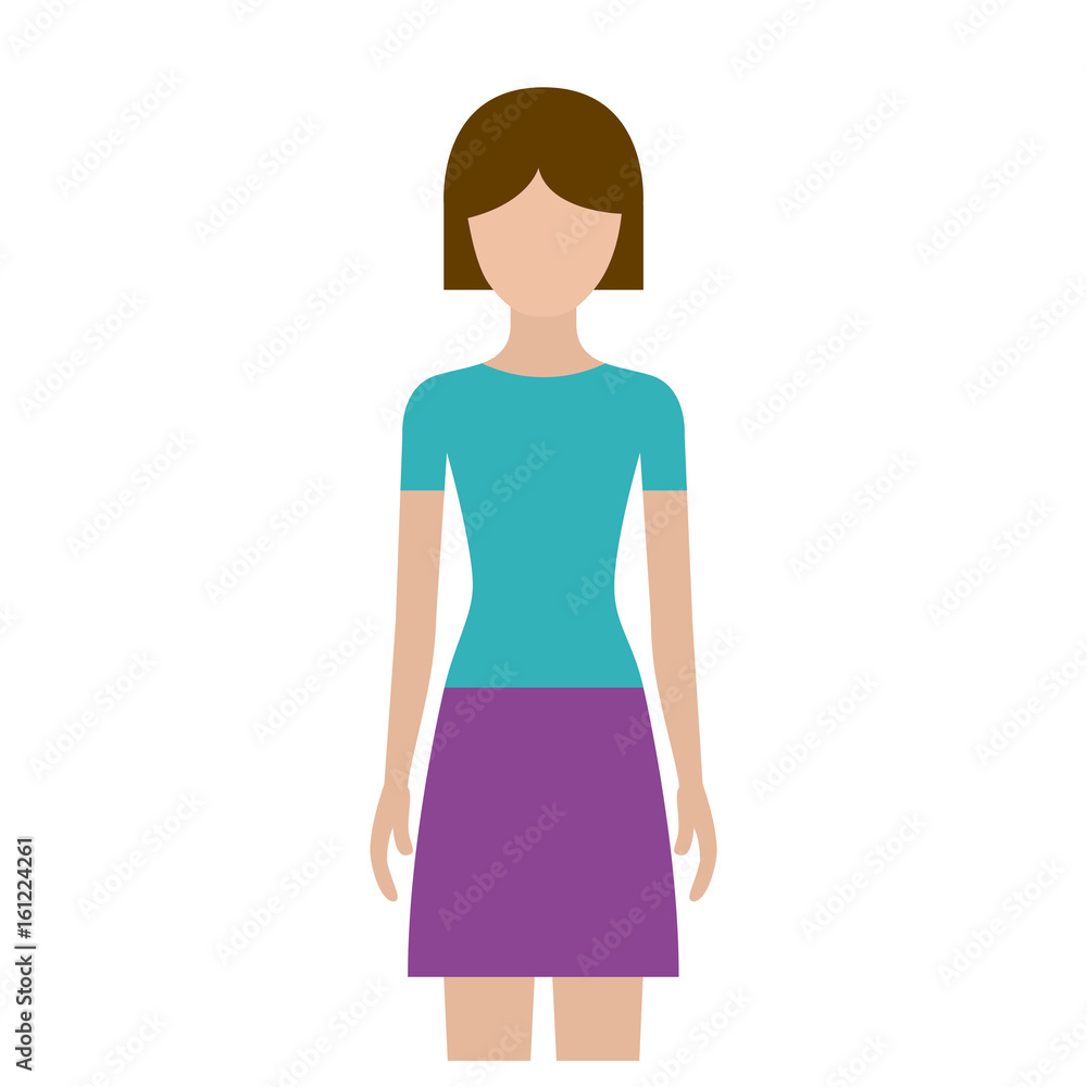 colorful silhouette faceless front view woman with skirt and short hairstyle vector illustration colorful silhouette faceless front view woman with skirt and short hairstyle vector illustration