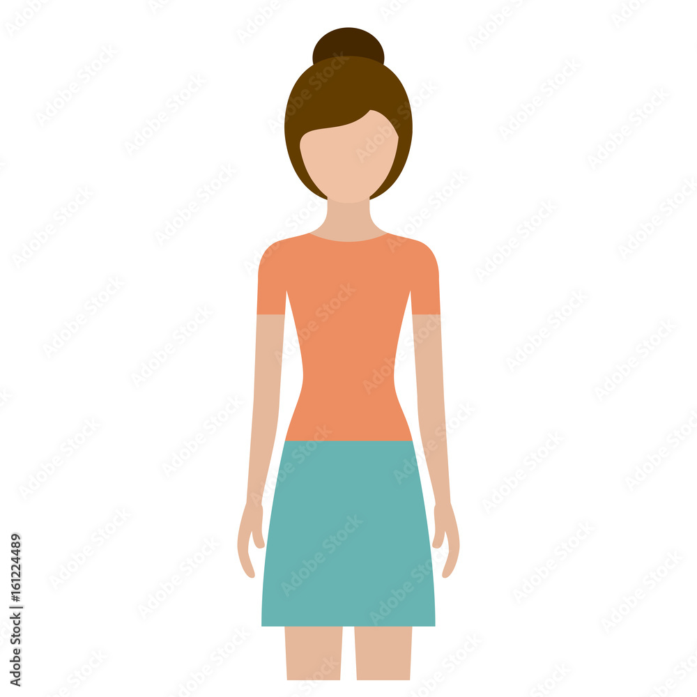 colorful silhouette faceless front view woman with skirt and collected hairstyle vector illustration colorful silhouette faceless front view woman with skirt and collected hairstyle vector illustration