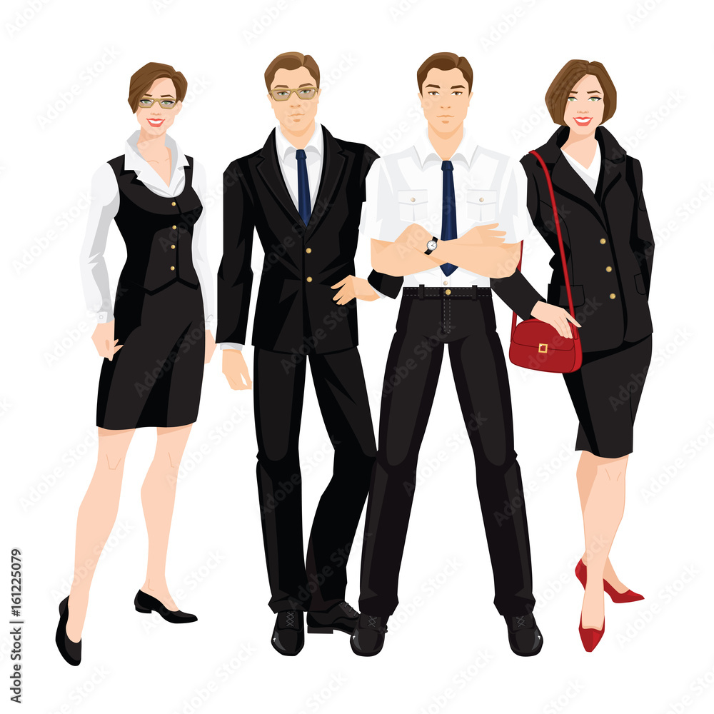 Vector illustration of business people isolated on white. Business man in formal black suit. Vector illustration of business people isolated on white. Business man in formal black suit.