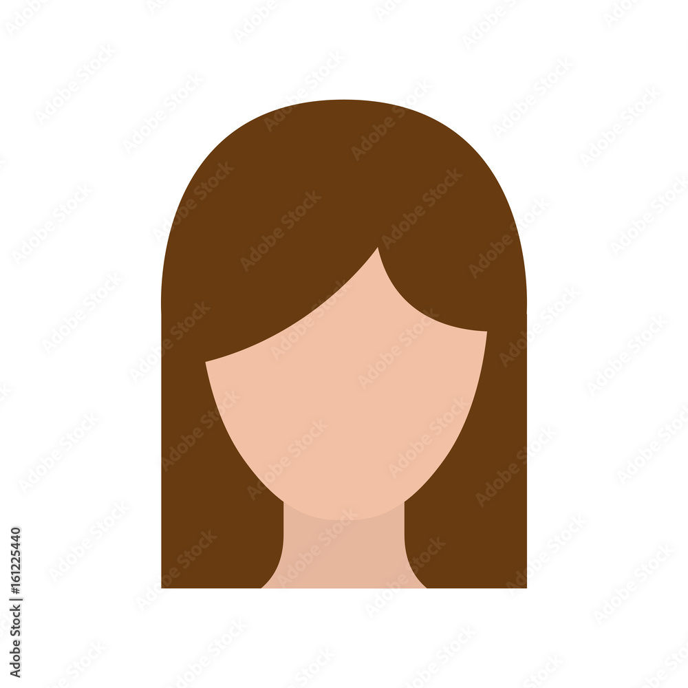colorful silhouette faceless woman with straight medium hair vector illustration