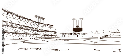 Obraz na płótnie Sketch of Baseball stadium in vector illustration. w salonie